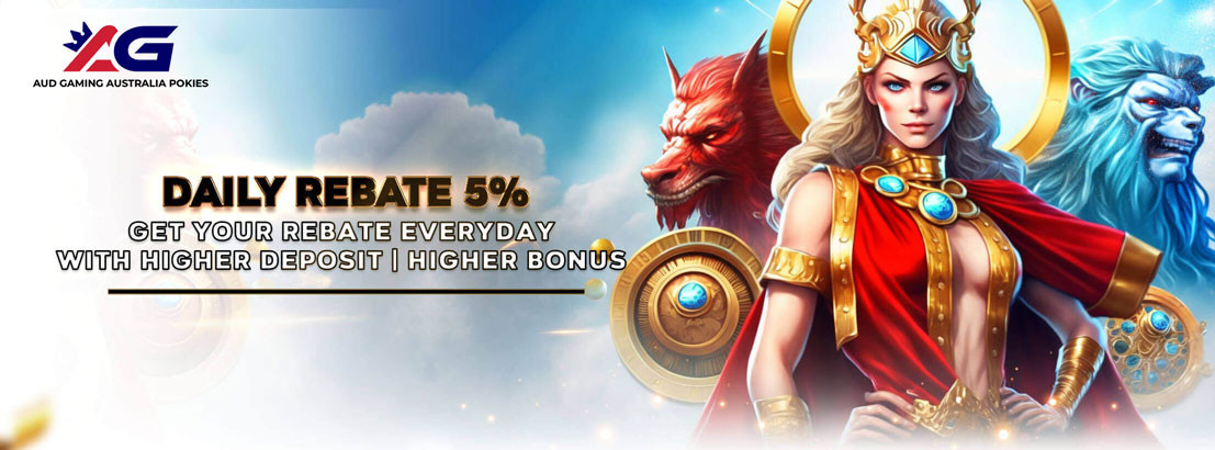 Daily Rebate 5% promotional artwork — AUD Gaming Australia